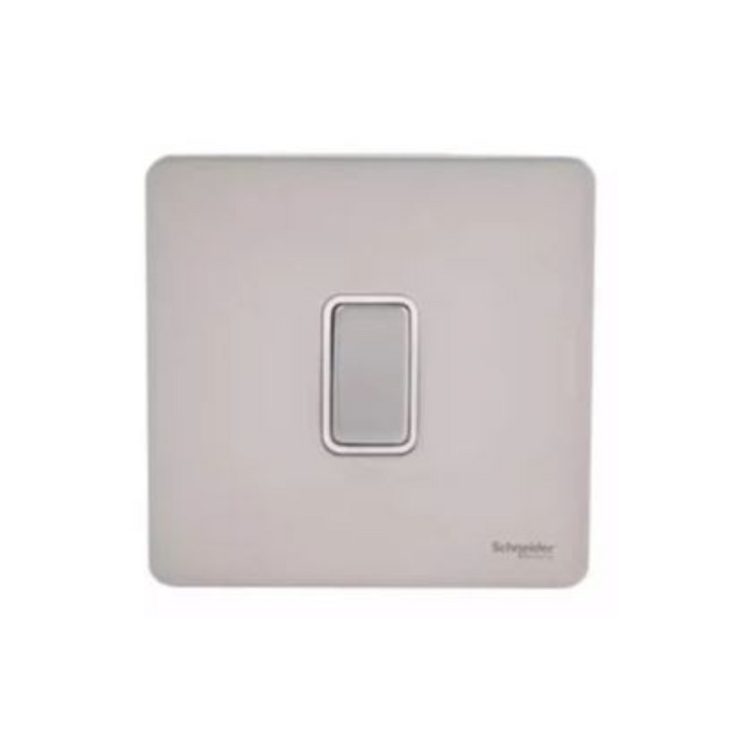 Schneider Electric Ultimate Screwless Flat Plate Rocker Switch 1 Gang GU1412RWPN Pearl Nickel in Dubai, UAE