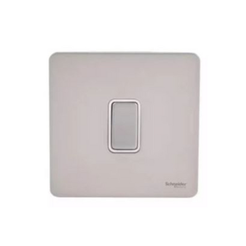 Schneider Electric Ultimate Screwless Flat Plate Rocker Switch 1 Gang GU1412RWPN - Pearl Nickel