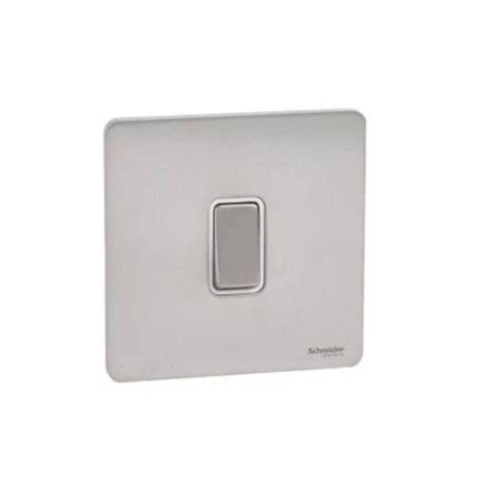 Schneider Electric Ultimate Screwless Flat Plate Rocker Plate Switch 1 Gang GU1412WSS Stainless Steel in Dubai, UAE