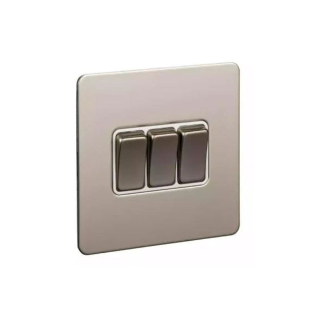 Schneider Electric Ultimate Screwless Flat Plate Rocker Switch 3 Gangs GU1432-WPN Pearl Nickel in Dubai, UAE