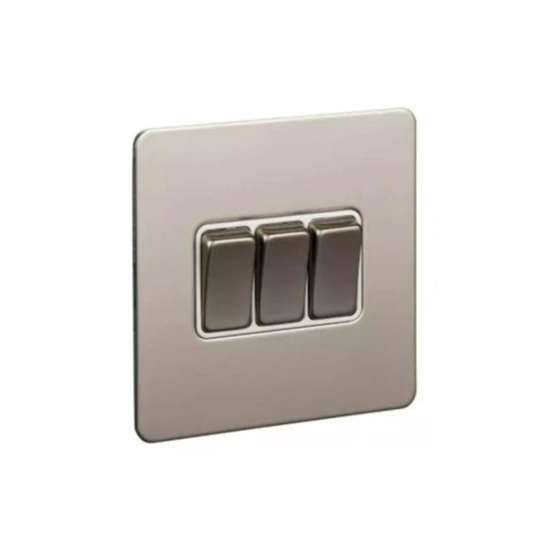 Schneider Electric Ultimate Screwless Flat Plate Rocker Switch 3 Gangs GU1432-WPN - Pearl Nickel