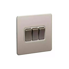 Schneider Electric Ultimate Screwless Flat Plate Rocker Switch 3 Gangs GU1432-WPN - Pearl Nickel - Slide 1
