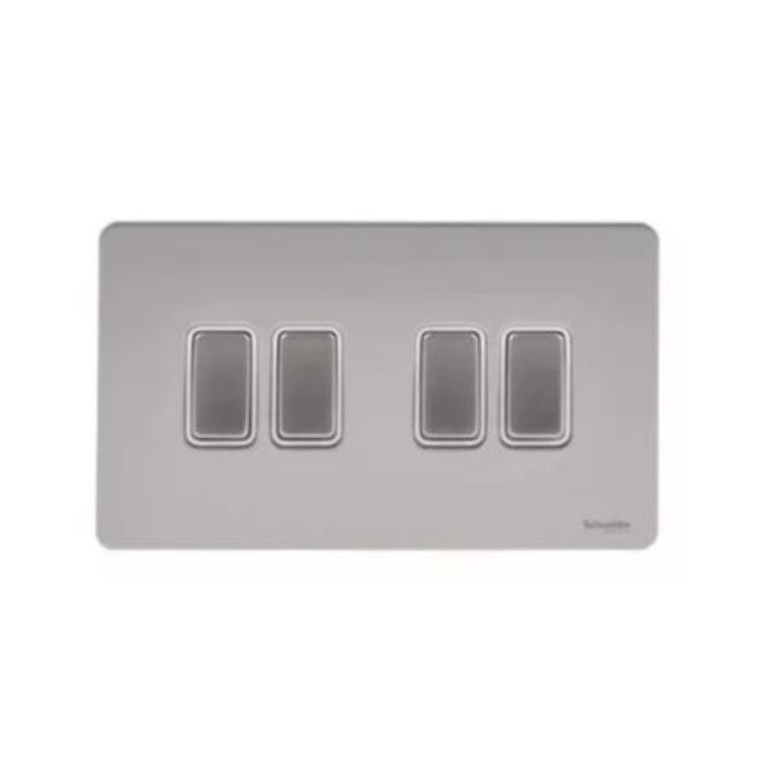 Schneider Electric Ultimate Screwless Flat Plate Rocker Plate Switch 4 Gangs GU1442WPN Pearl Nickel in Dubai, UAE