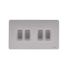 Schneider Electric Ultimate Screwless Flat Plate Rocker Plate Switch 4 Gangs GU1442WPN - Pearl Nickel - Slide 1