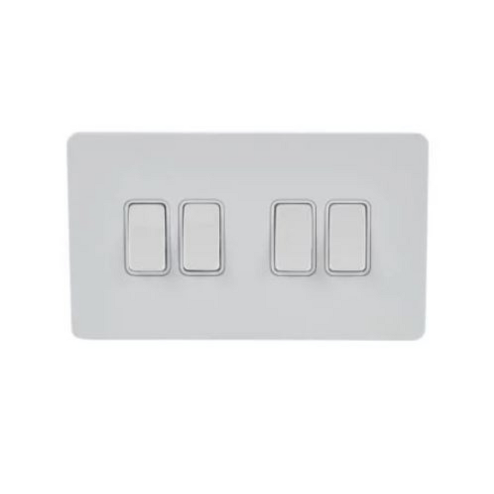 Schneider Electric Ultimate Screwless Flat Plate Rocker Plate Switch 4 Gangs Painted White in Dubai, UAE