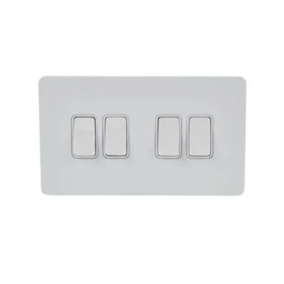Schneider Electric Ultimate Screwless Flat Plate Rocker Plate Switch 4 Gangs - Painted White