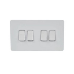 Schneider Electric Ultimate Screwless Flat Plate Rocker Plate Switch 4 Gangs - Painted White - Slide 1