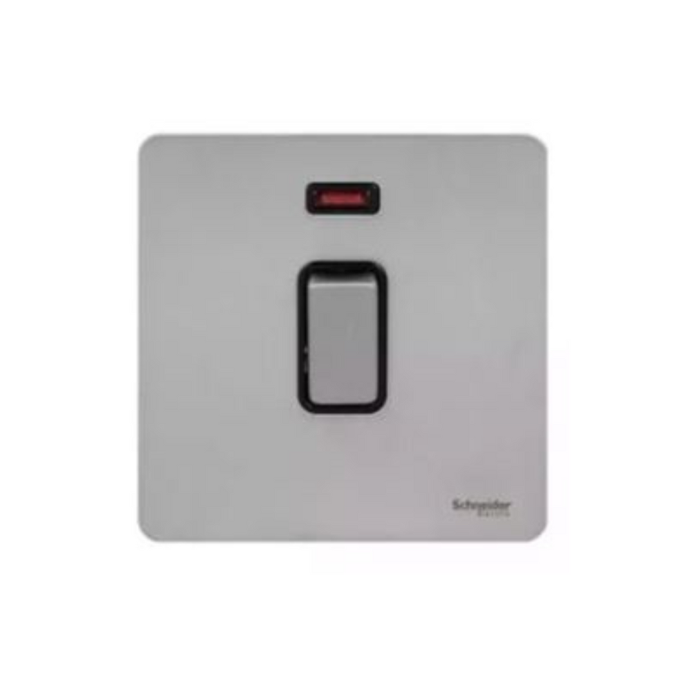 Schneider Electric Ultimate Screwless Flat Plate 2 Pole Switch Neon GU2411-BSS Stainless Steel Black Ins in Dubai, UAE