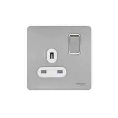 Schneider Electric Ultimate Screwless Flat Plate Switched Socket 1 Gang GU3410-WSS - Stainless Steel - Slide 1