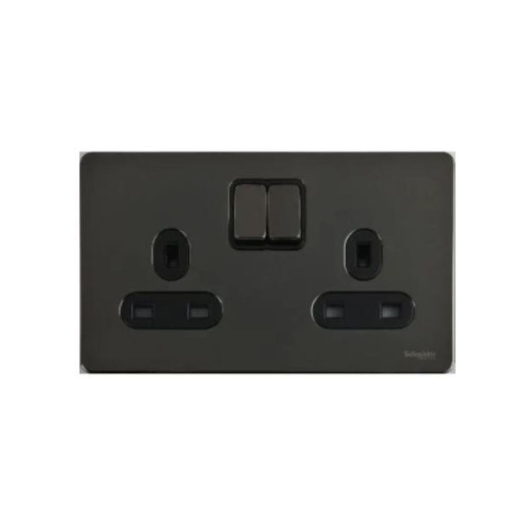 Schneider Electric Ultimate Screwless Flat Plate Switched Socket 2 Gangs GU3420BBN Black Nickel in Dubai, UAE