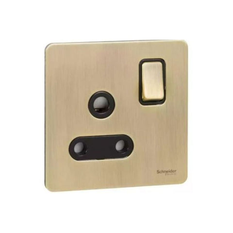 Schneider Electric Ultimate Screwless Flat Plate Switched Socket 1 Gang GU3490BAB - Antique Brass