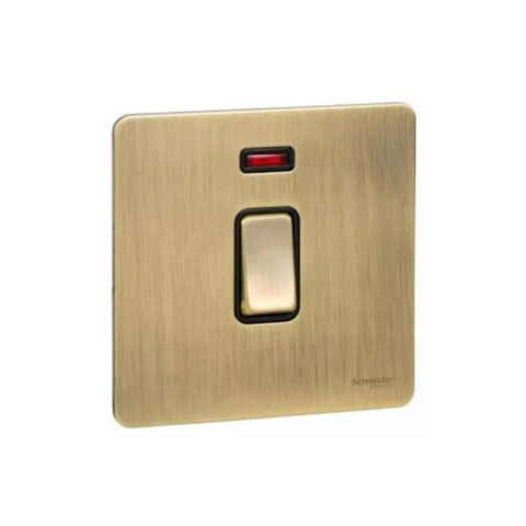 Schneider Electric Ultimate Switch Screwless Flat Plate 2 Pole GU4421BAB - Antique Brass