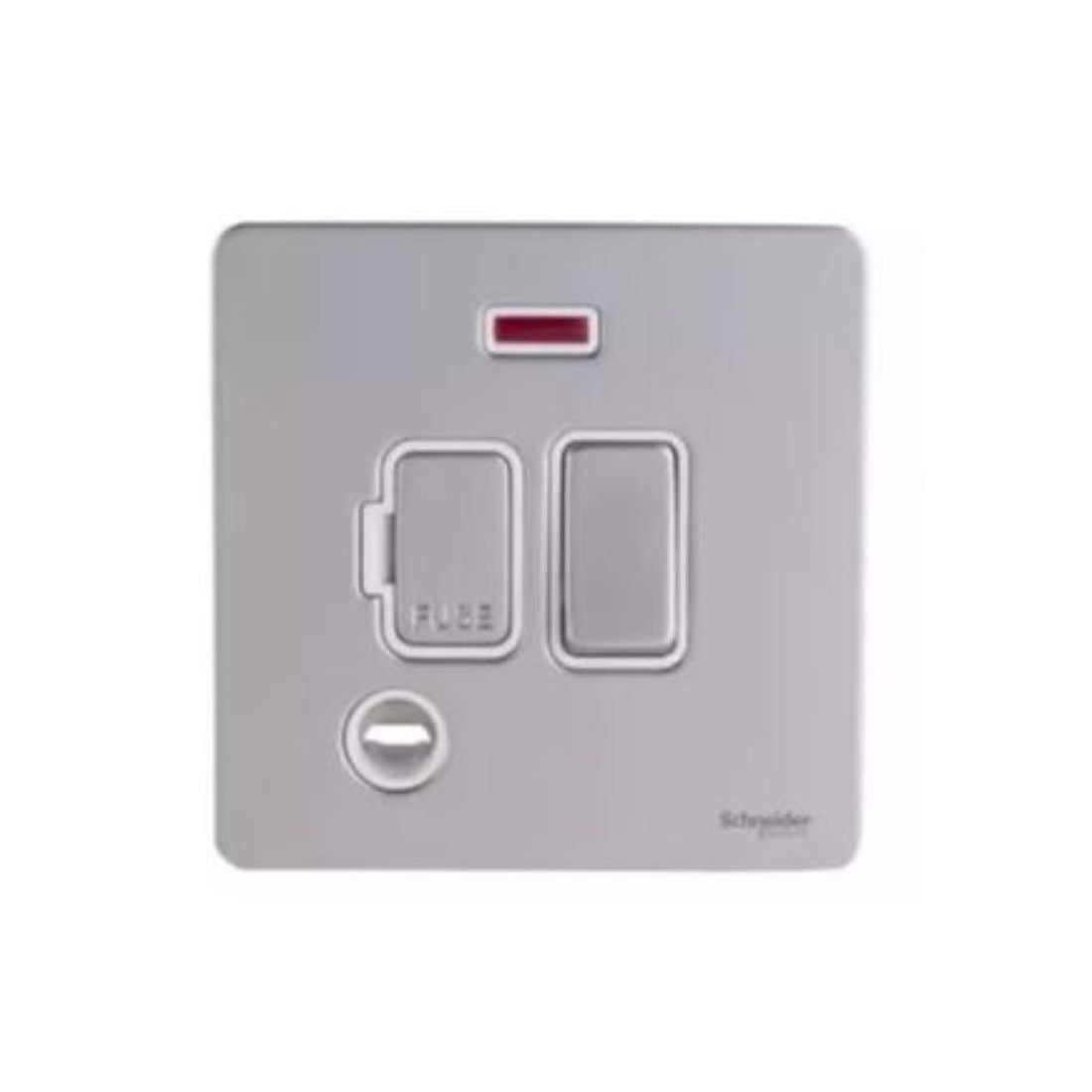 Schneider Electric Ultimate Screwless Flat Plate Switched Fused Connection Neon GU5414WPN - Pearl Nickel