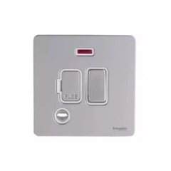 Schneider Electric Ultimate Screwless Flat Plate Switched Fused Connection Neon GU5414WPN - Pearl Nickel - Slide 1