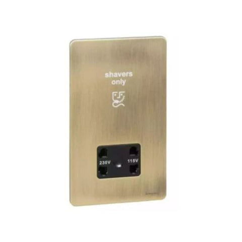 Schneider Electric Ultimate Screwless Flat Plate Shaver Socket GU7490BAB - Antique Brass