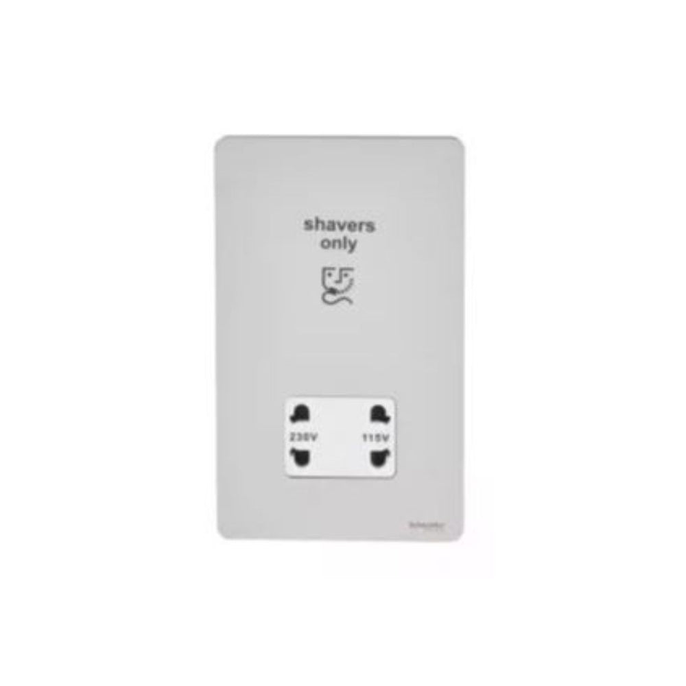 Schneider Electric Ultimate Screwless Flat Plate Shaver Socket GU7490WPN Pearl Nickel, White in Dubai, UAE