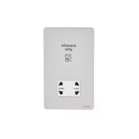 Schneider Electric Ultimate Screwless Flat Plate Shaver Socket GU7490WPN - Pearl Nickel, White