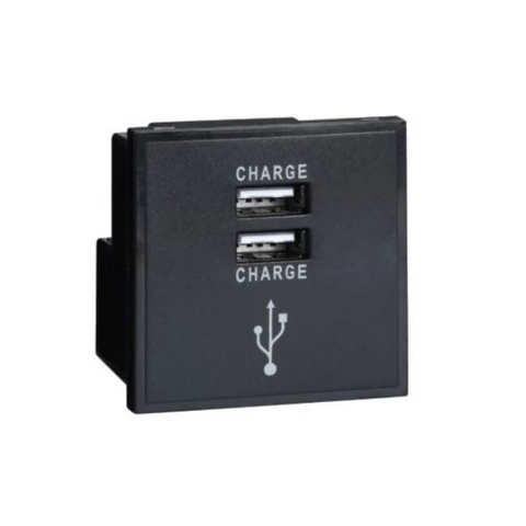 Schneider Electric Lisse Twin USB Charger 1A 5V Euro Module GUE7074B - Black