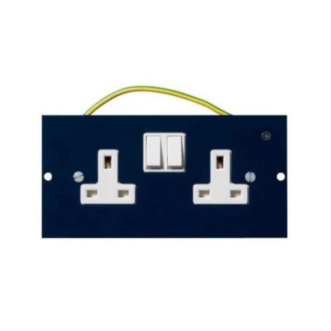 Schneider Electric 87mm Mounting Plate Twin Switched Socket-Outlet INS55300 Blue in Dubai, UAE