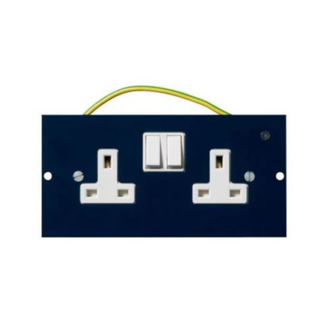 Schneider Electric Mita 87mm Mounting Plate Twin Switched Socket-Outlet INS55300 - Blue