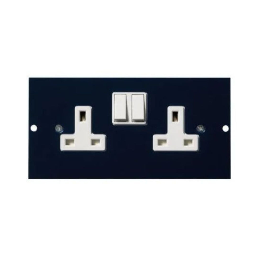 Schneider Electric Mita 87mm Mounting Plate Twin Switched Socket-Outlet (DE) INS55301 - Blue