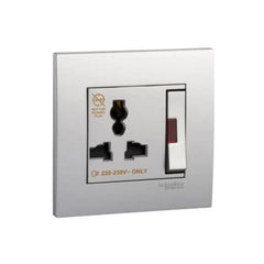 Schneider Electric Switched Universal Socket 13A 250V 1Gang 3Pin KB113LSN_AS - Al Silver - Slide 1