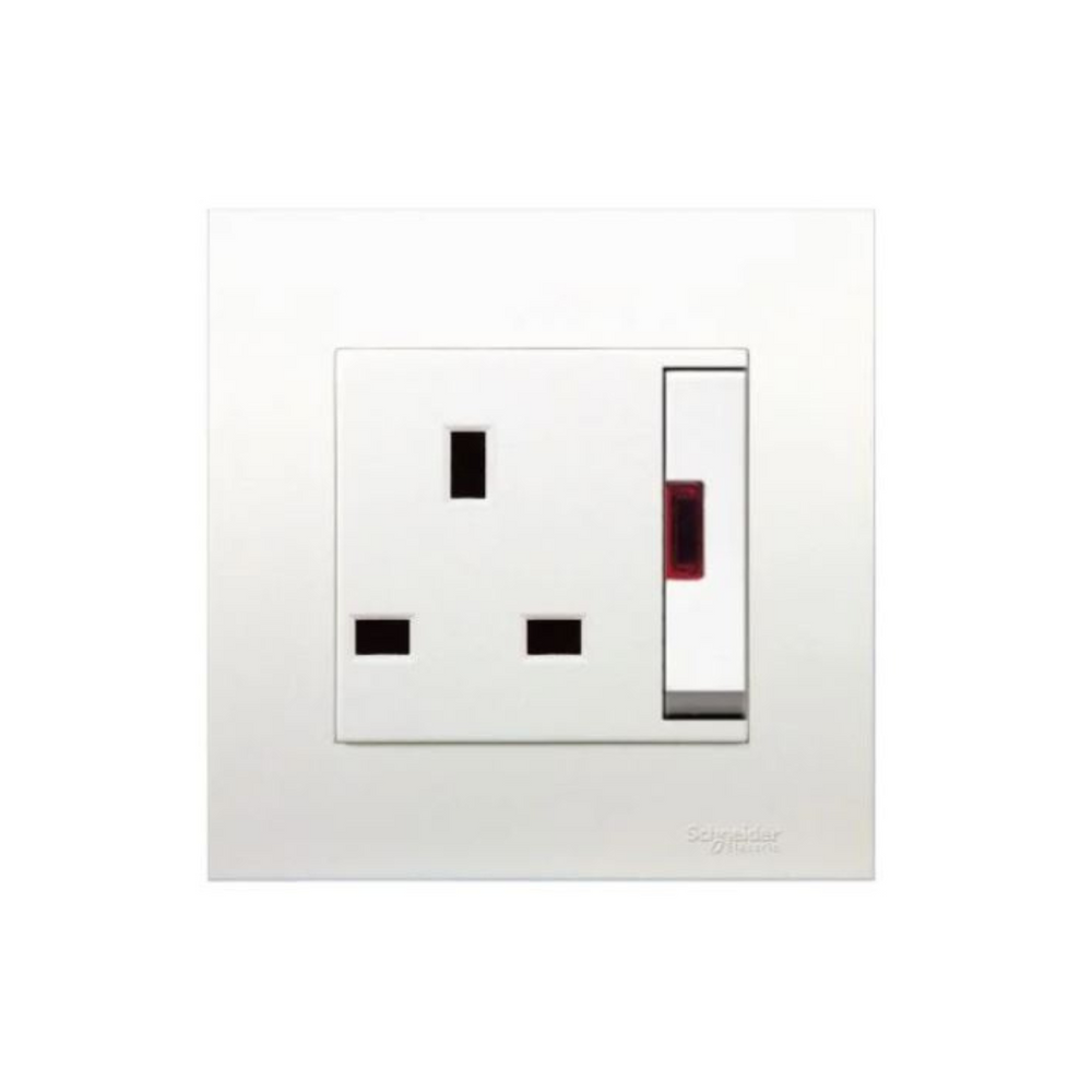 Schneider Electric Vivace Double Pole Large Dolly Switched Socket with Neon 13A 250V 1 Gang KB15LDN