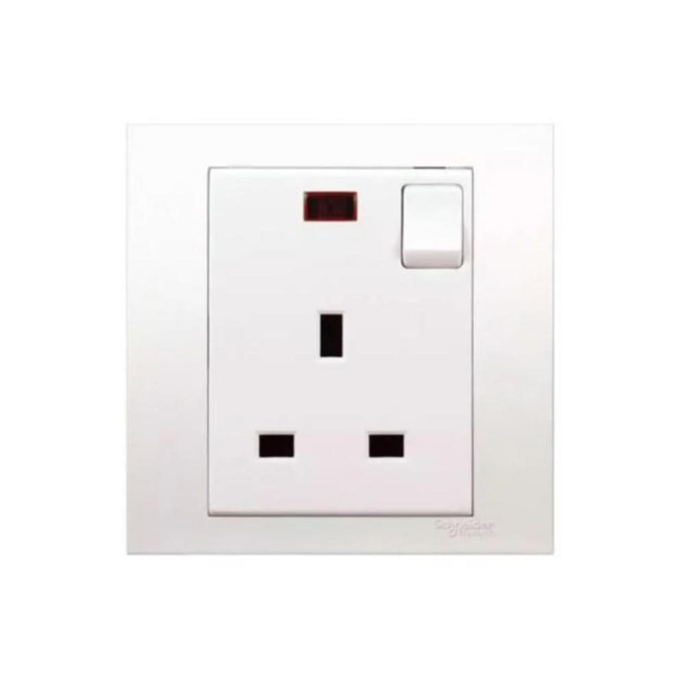 Schneider Electric Vivace Switched Socket 13A 250V 1 Gang Neon Indicator KB15N White in Dubai, UAE