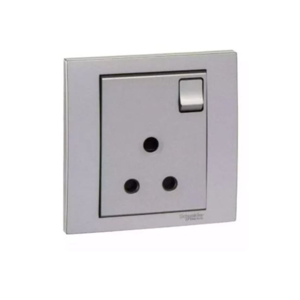 Schneider Electric KB15_5_AS Switched Socket 5A, 250V, 1 Gang - Aluminium Silver