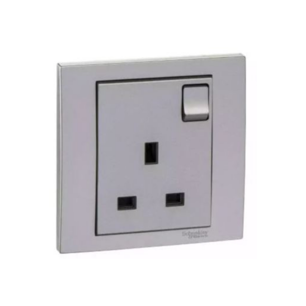 Schneider Electric Vivace 13A 250V 1 Gang Switched Socket KB15_AS Aluminium Silver in Dubai, UAE