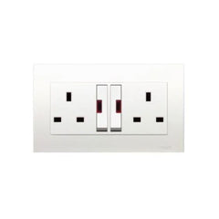 Schneider Electric 13A 250V Twin Gang Double Pole Large Dolly Switched Socket with Neon KB25LDN - Slide 1