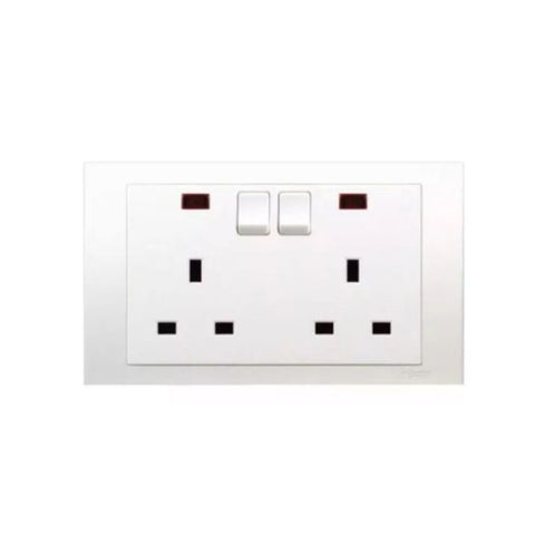 Schneider Electric Vivace Twin Gang Switched Socket with Neon 13A 250V KB25N - White