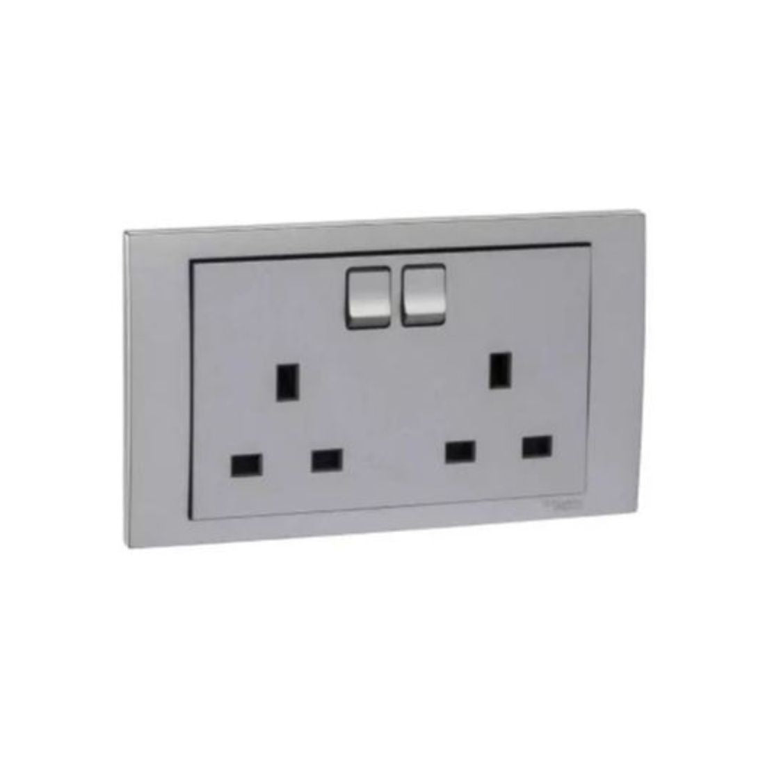 Schneider Electric Vivace Twin Gang Switched Socket 13A 250V KB25_AS - Aluminium Silver