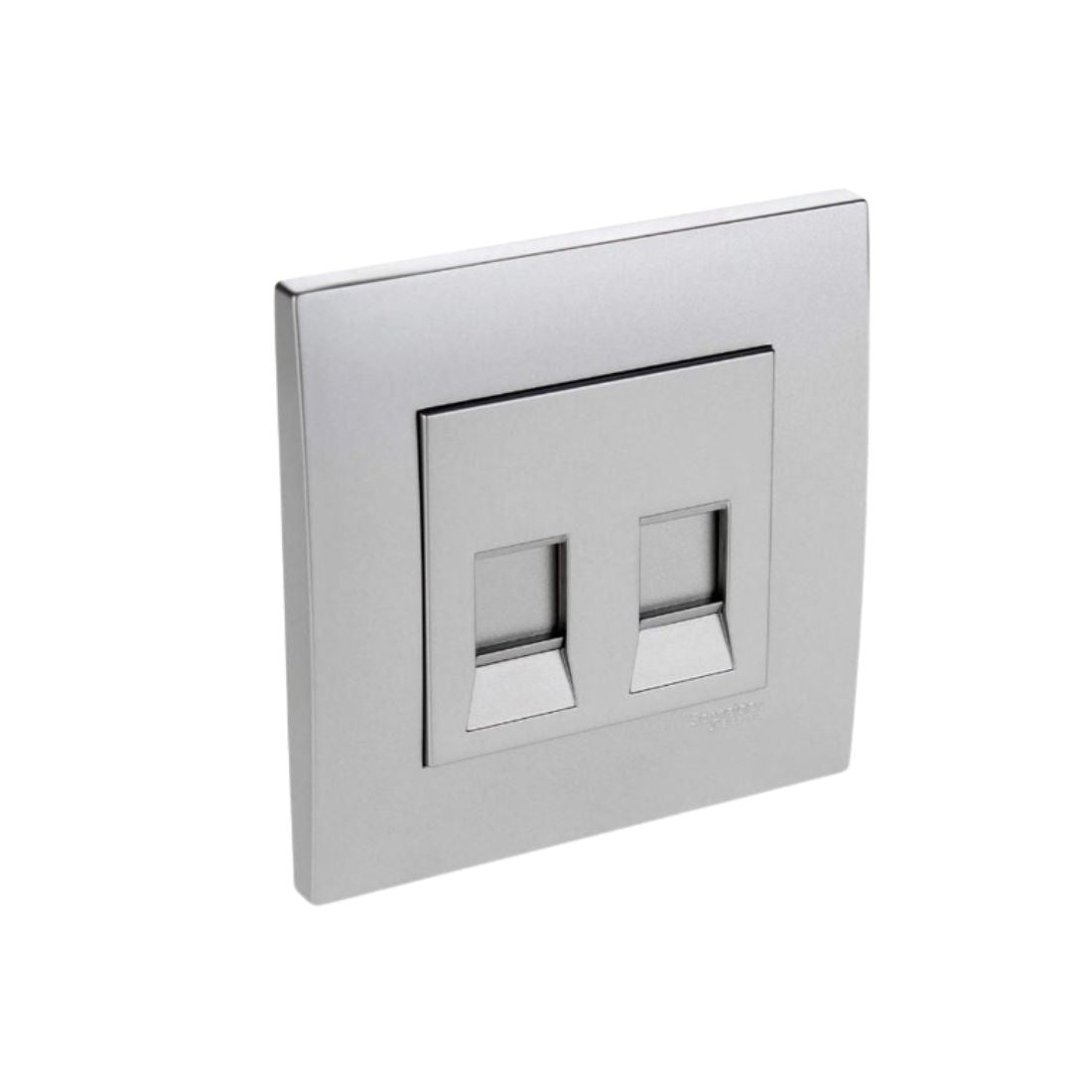 Schneider Electric Vivace 2 Gang Wallplate For Keystone Data Jack KB32RJK_AS - Aluminium Silver