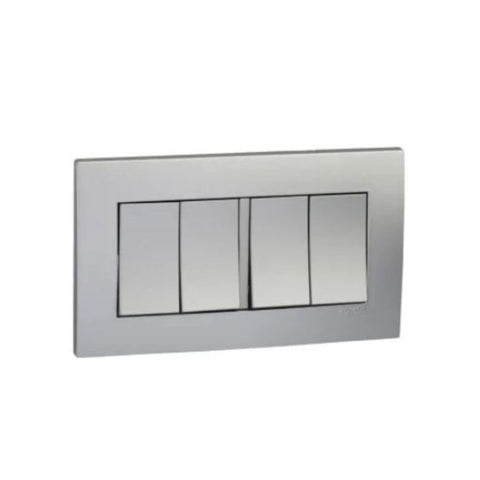 Schneider Electric Vivace 4 Gang 2 Way Switch 10AX 250V KB34_AS 4 - Aluminium Silver