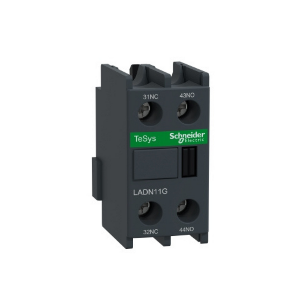 Schneider Electric TeSys D Auxiliary Contact Block 1NO + 1NC Front Mounting Screw Clamp Terminals EN 50012 LADN11G in Dubai, UAE