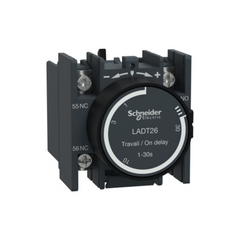 Schneider Electric TeSys D Time Delay Auxiliary Contact Block 1NO + 1NC on Delay 1-30s Front Lugs-Ring Terminals LADT26 - Slide 1
