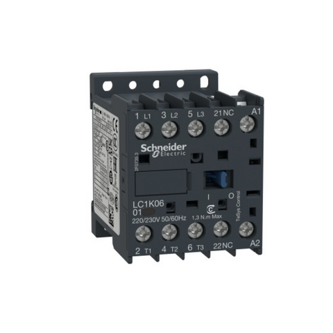 Schneider Electric TeSys K Contactor 3P AC-3 <= 440V 6A 1 NC Aux. 110V AC Coil LC1K0601F7