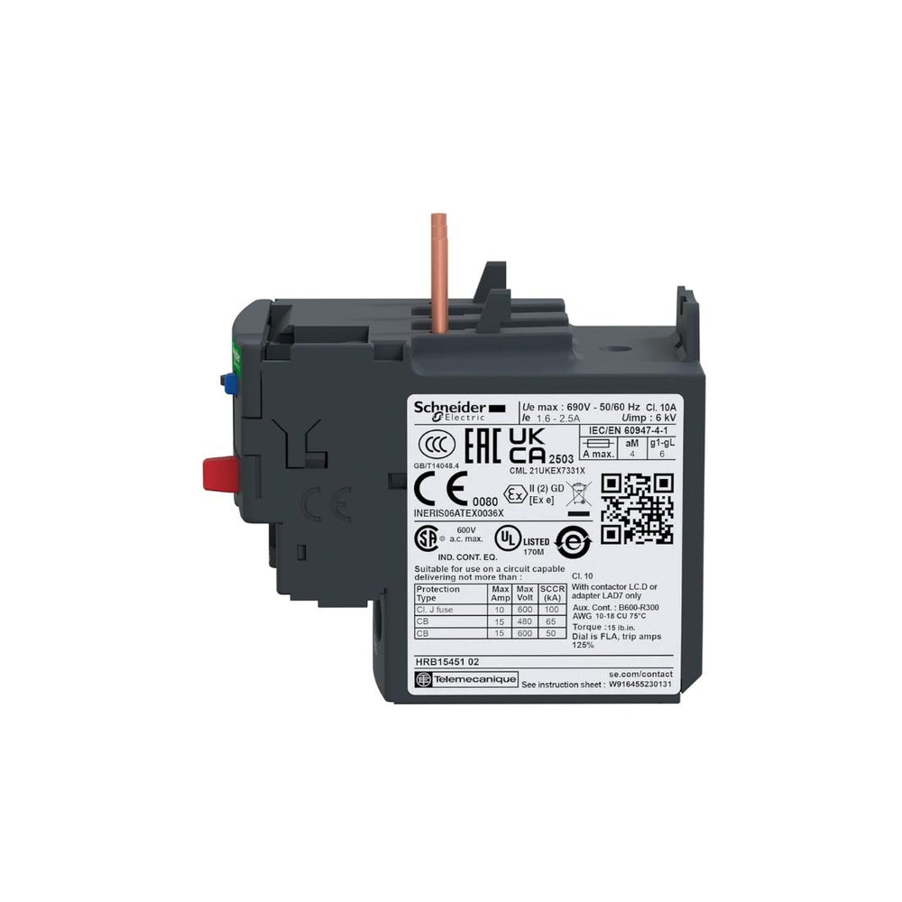 Schneider Electric TeSys LRD Thermal Overload Relays 1.6-2.5A Class 10A LRD07