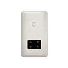 Schneider Electric Lisse Shaver Socket 2 Gang GGBL7090BSSS - Stainless Steel with Black - Slide 1