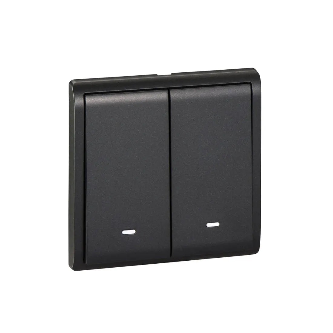 Schneider Electric Pieno 2 Gang 2 Way Switch with Fluorescent Locator 20A 16AX 250V E8232L2F20_MB_G1 - Matt Black