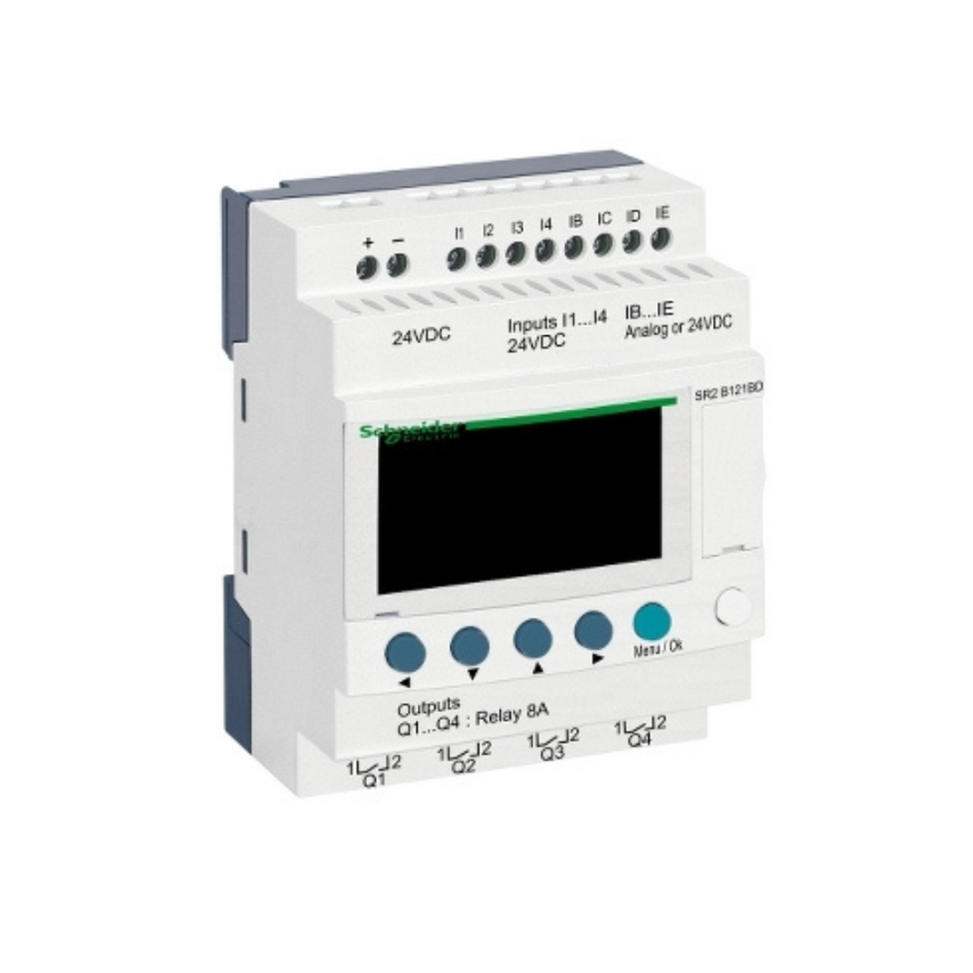 Schneider Electric Zelio Logic Compact Smart Relay 12 I/O 24V DC Clock Display SR2B121BD in Dubai UAE