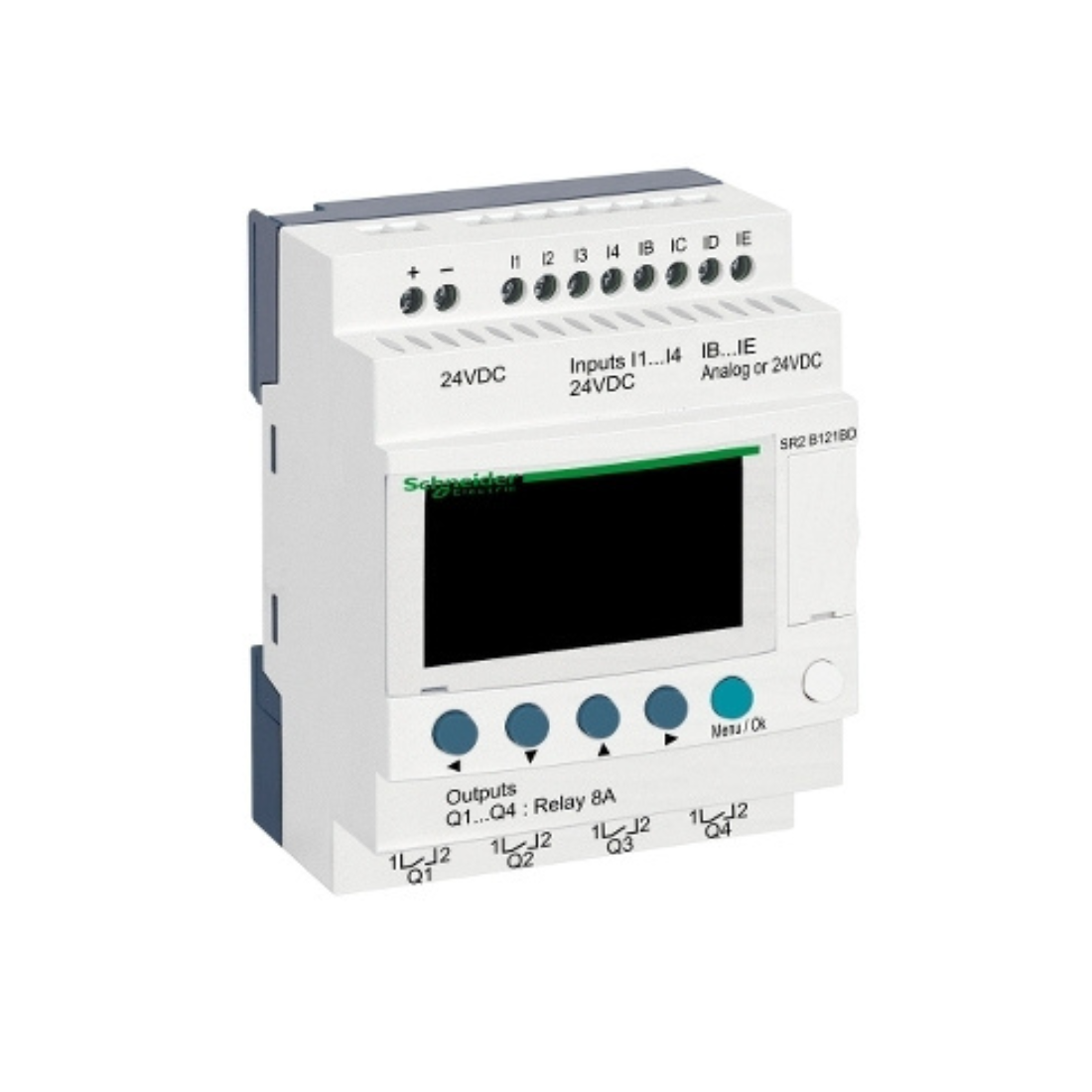 Schneider Electric Zelio Logic Compact Smart Relay 12 I/O 24V DC Clock Display SR2B121BD