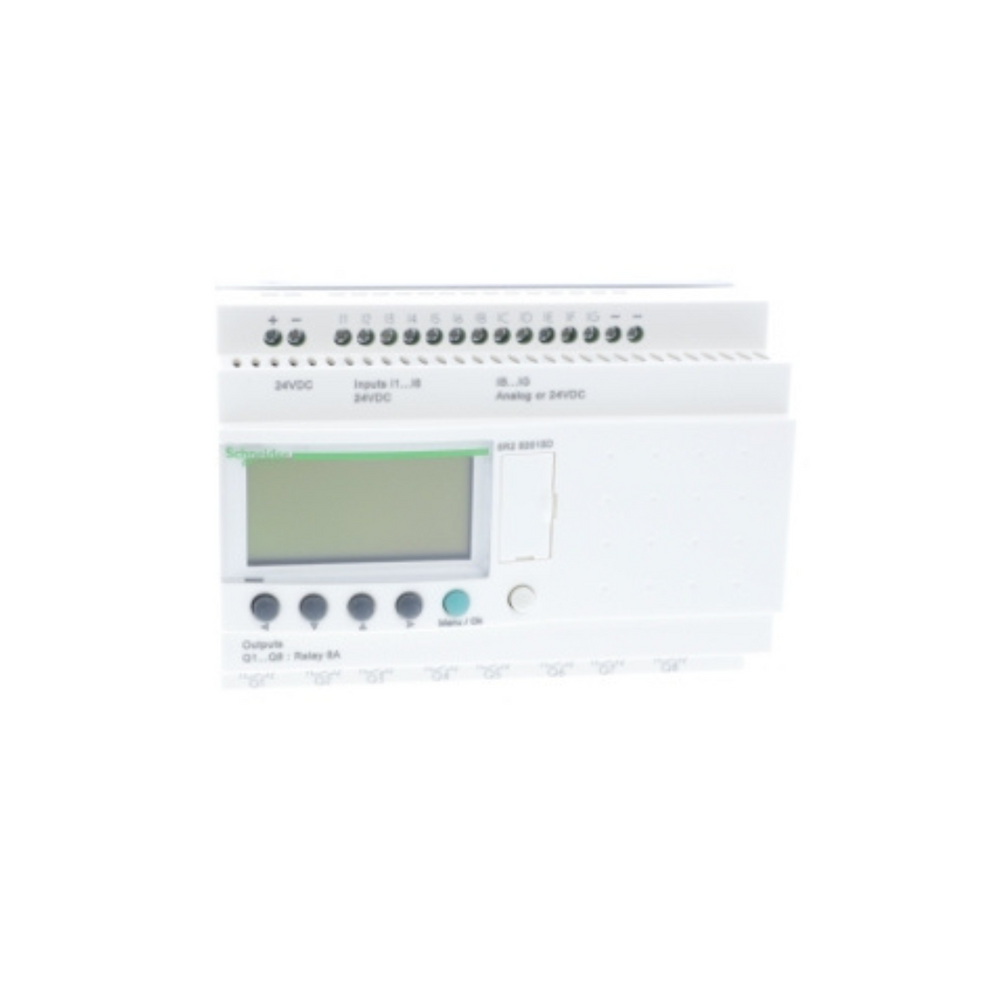 Schneider Electric SR2B201BD Zelio Logic Compact Smart Relay, 20 I/O, 24V DC, Clock, Display