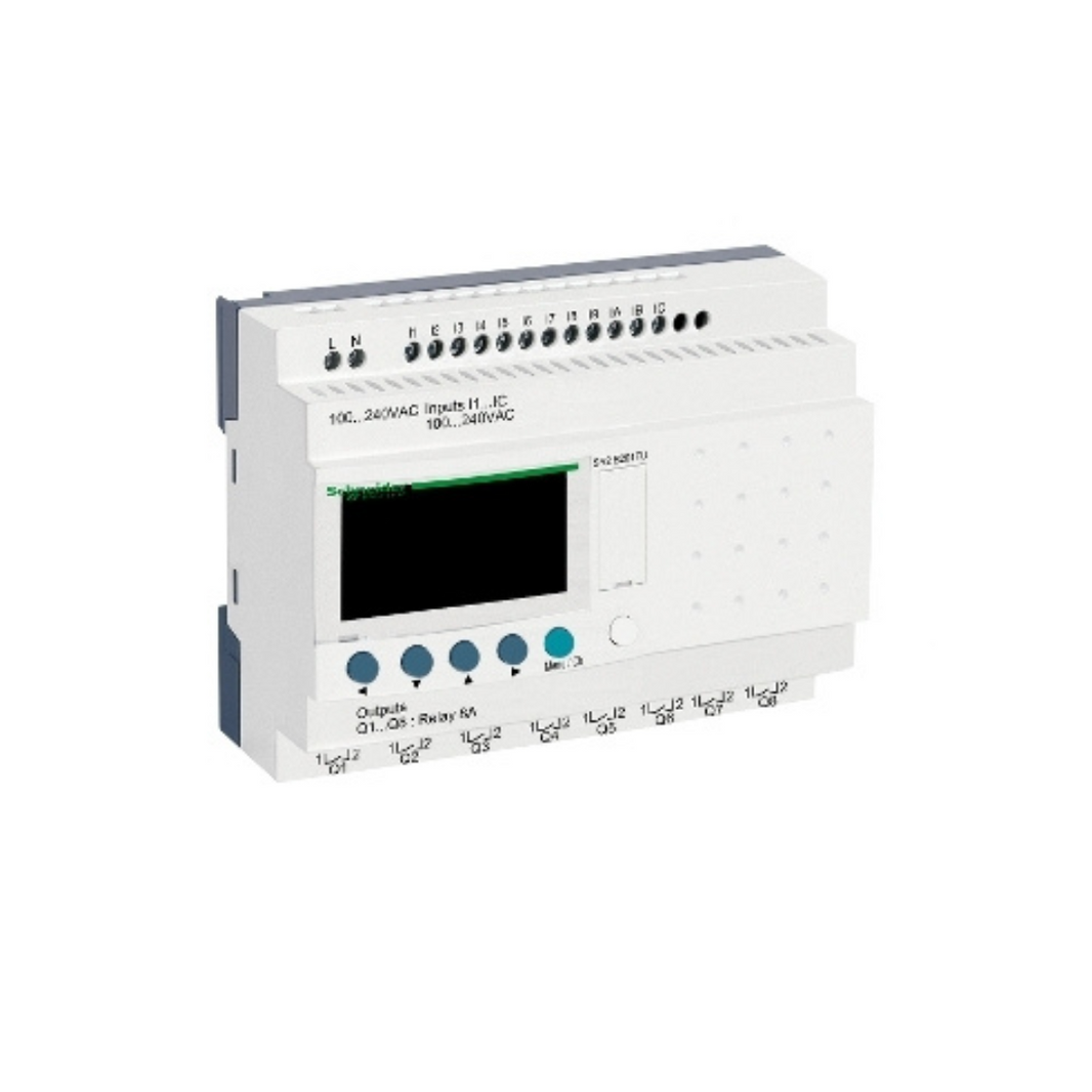 Schneider Electric Zelio Logic Compact Smart Relay 20 I/O 100-240V AC Clock Display SR2B201FU