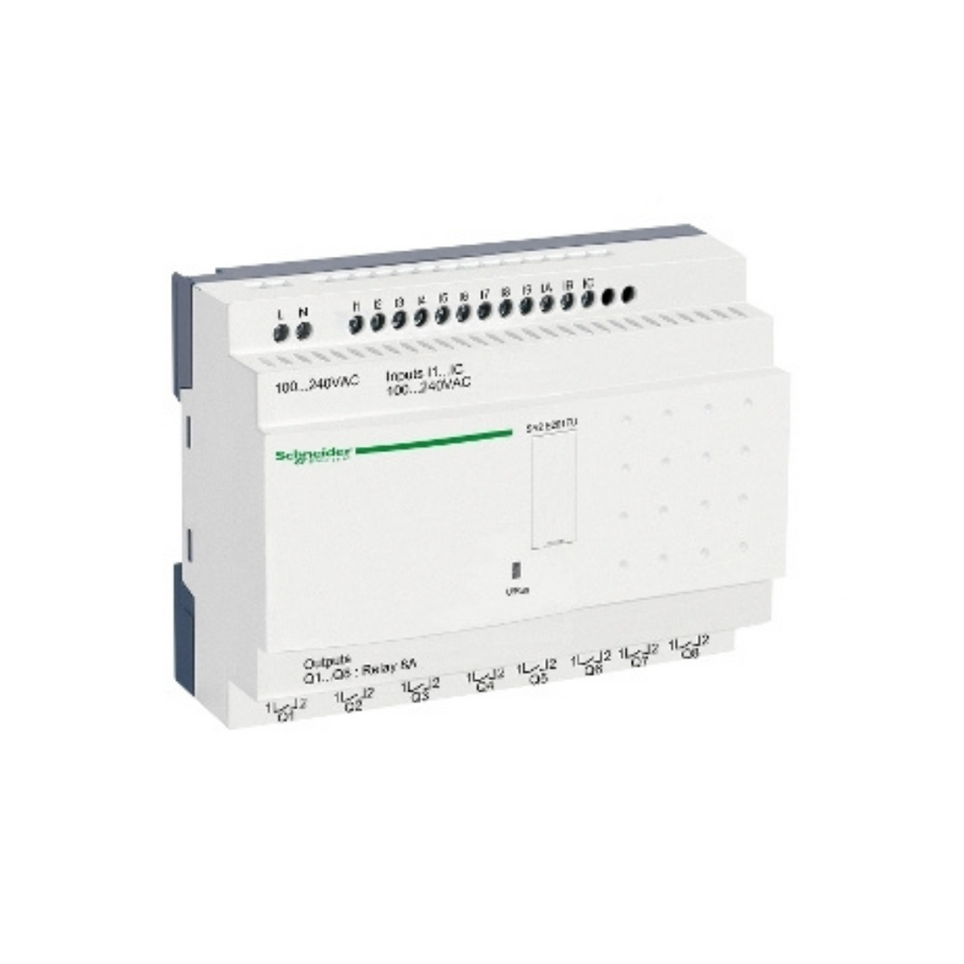 Schneider Electric Zelio Logic Compact Smart Relay 20 I/O 100-240V AC Clock No Display SR2E201FU