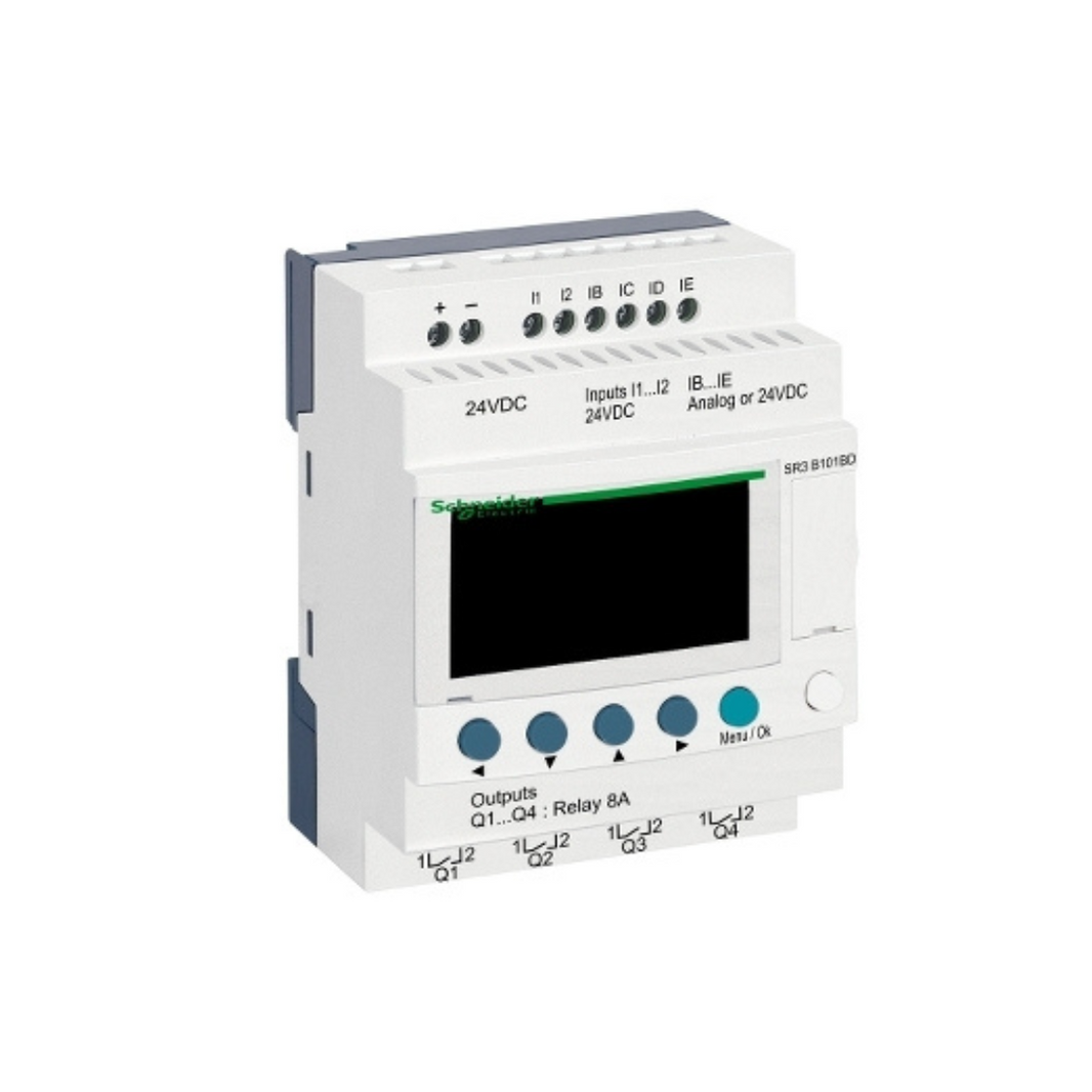 Schneider Electric Zelio Logic Modular Smart Relay 10 I/O 24V DC Clock Display SR3B101BD