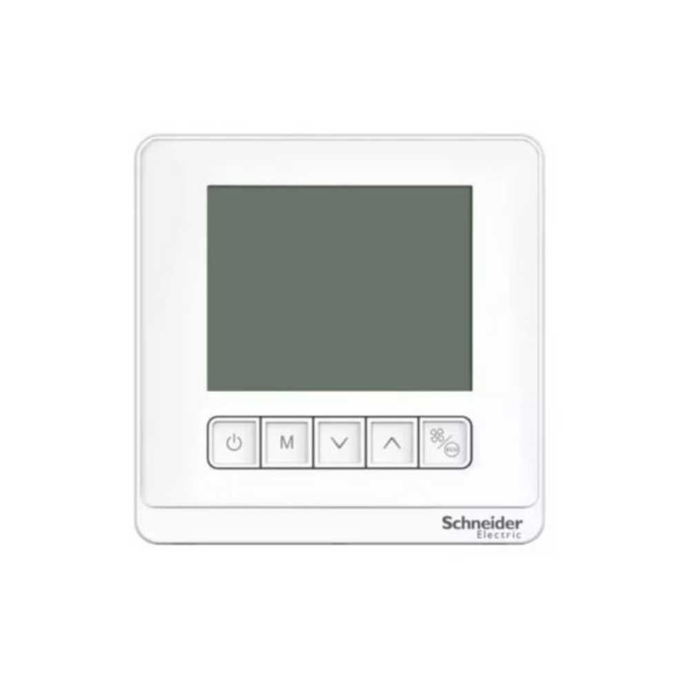 Schneider Electric SpaceLogic Thermostat Fan Coil On/Off Standalone LCD 5 Button 2P 3 Fan 240V White in Dubai, UAE