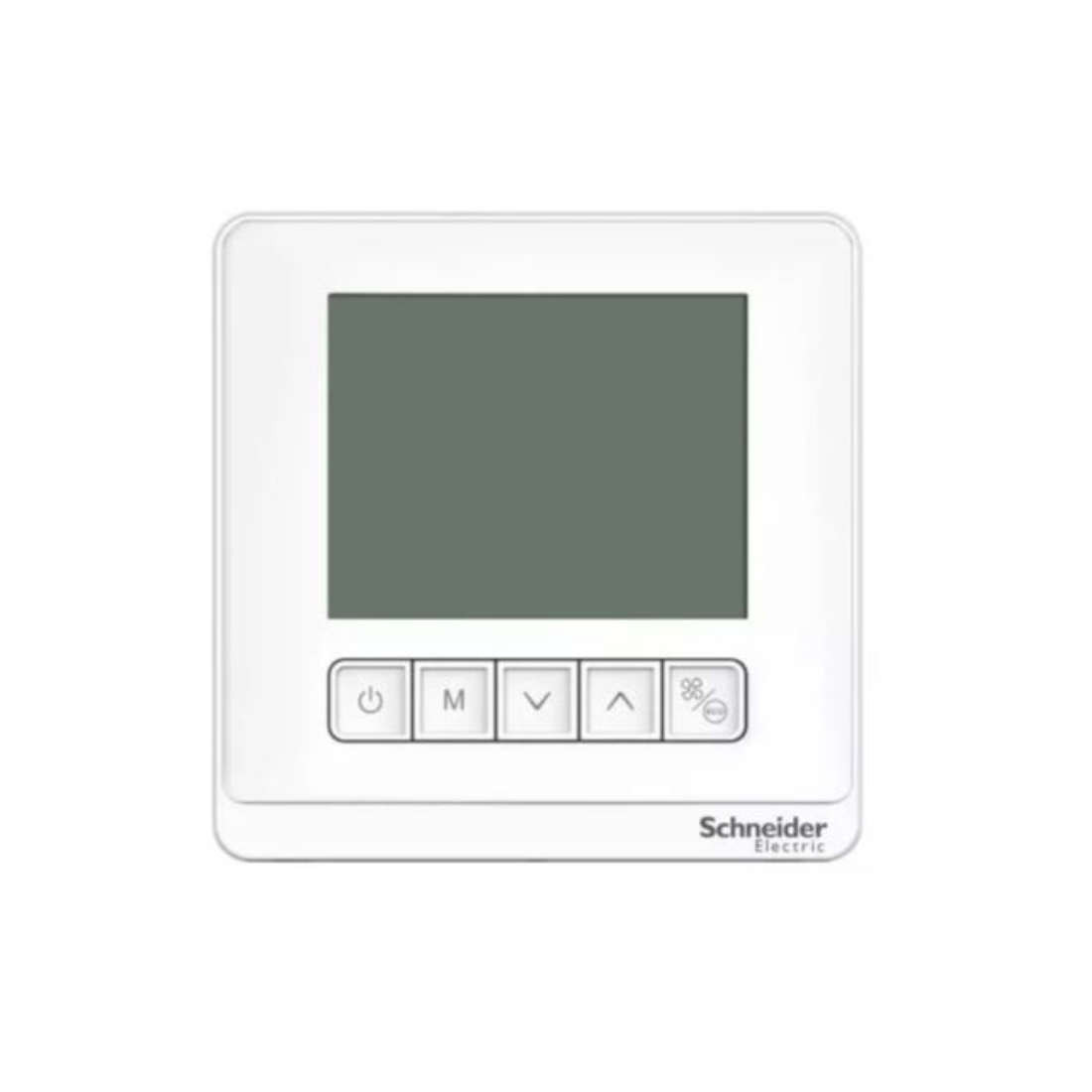 Schneider Electric SpaceLogic Thermostat Fan Coil On/Off Standalone LCD 5 Button 2P 3 Fan 240V - White