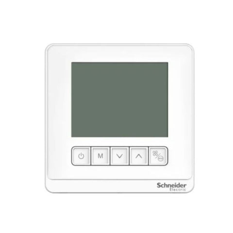 Schneider Electric Thermostat SpaceLogic Fan Coil Proportional Standalone LCD 5 Button 2P 3 Fan 24V TC903-3A2P-24 - White